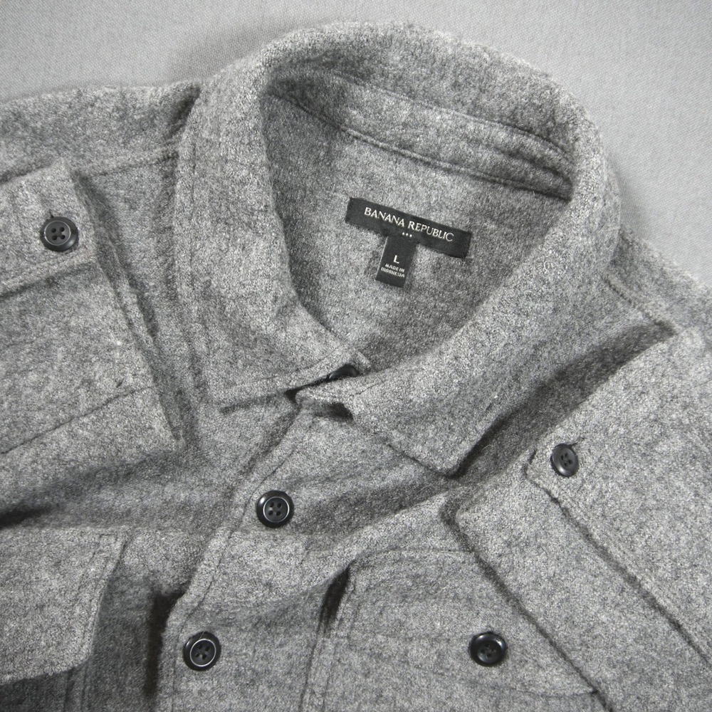 Banana Republic Boucle Wool Rayon Men Shirt Jacket L Overshirt Lightweight Cabin